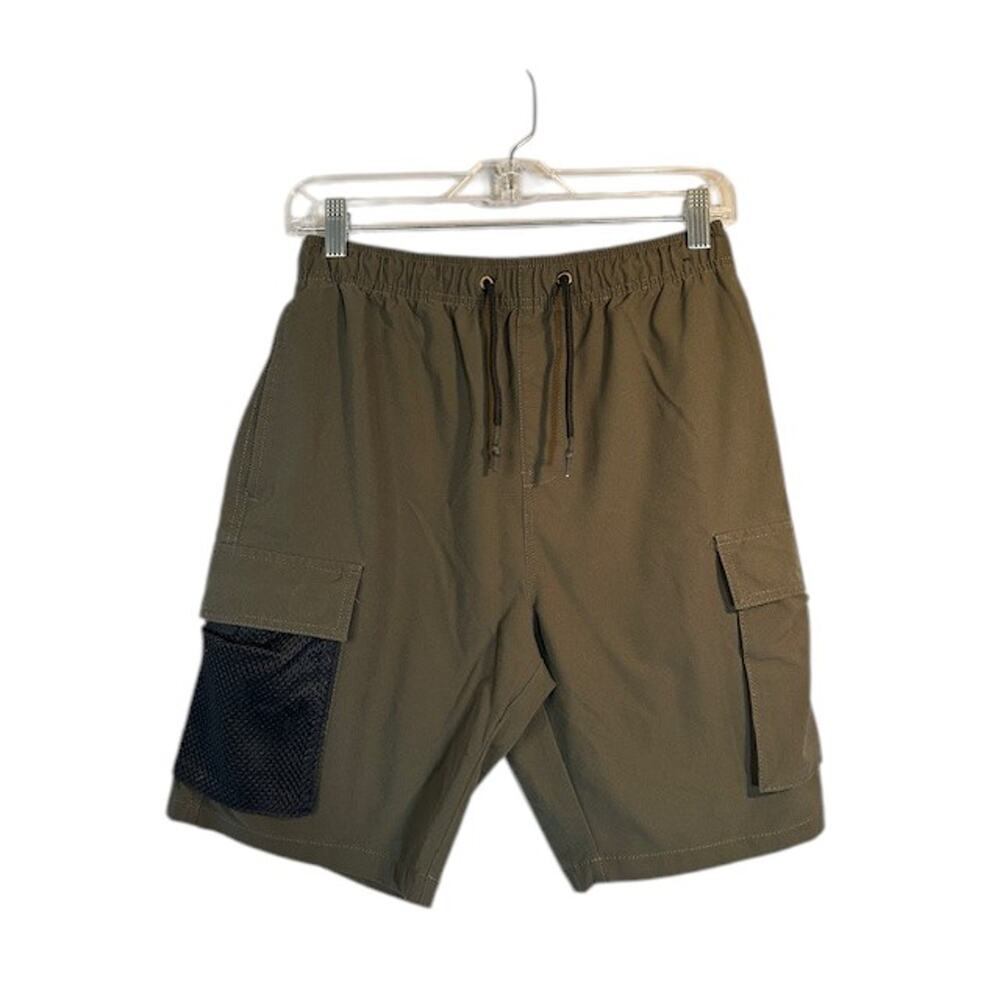 Michael Brandon Olive Green Drawstring Elastic Waist Shorts Men Sz M
